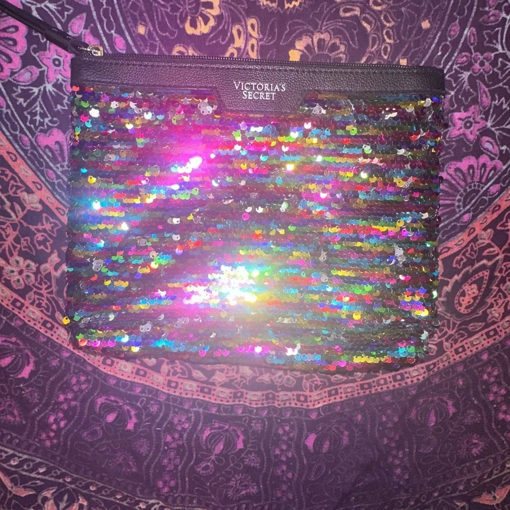 Victoria's Secret Rainbow Sequin Cosmetic Bag